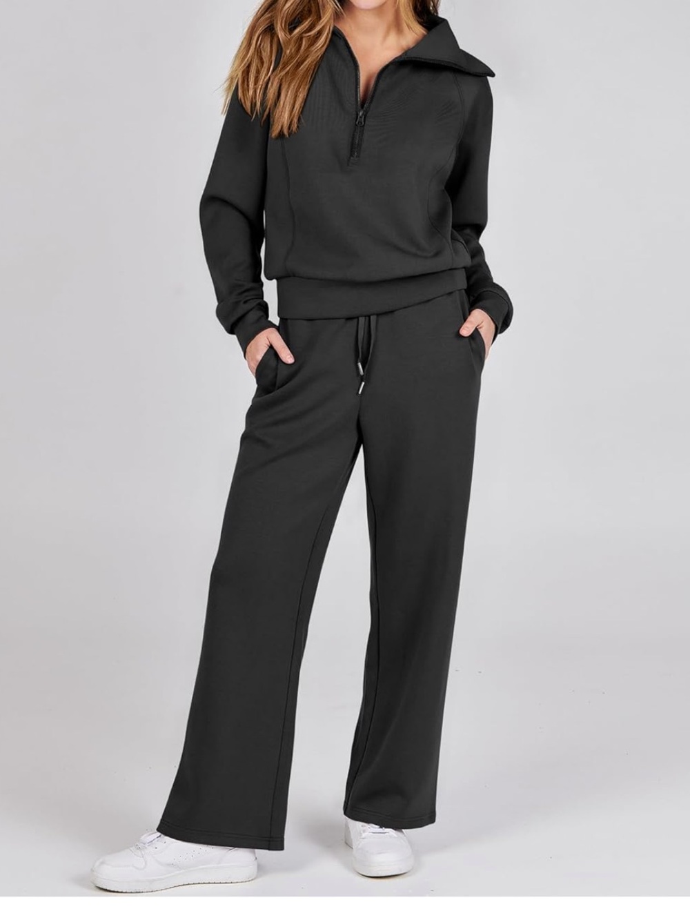 Women’s 2 Piece Set Half Zip Sweatshirt & Wide Leg Pants - Picture 1 of 1